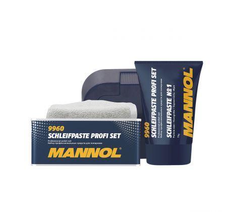 MANNOL 9960 SCHLEIFPASTE PROFI SET - Sada pro ruční a mechanické leštění laku - 400g